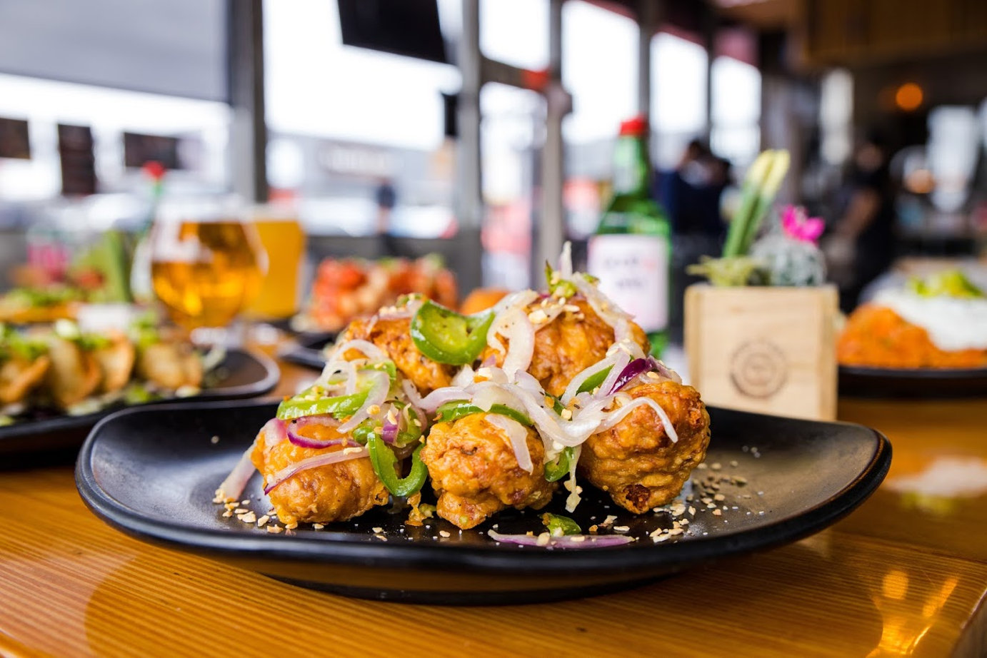 Nuggets, salad on top